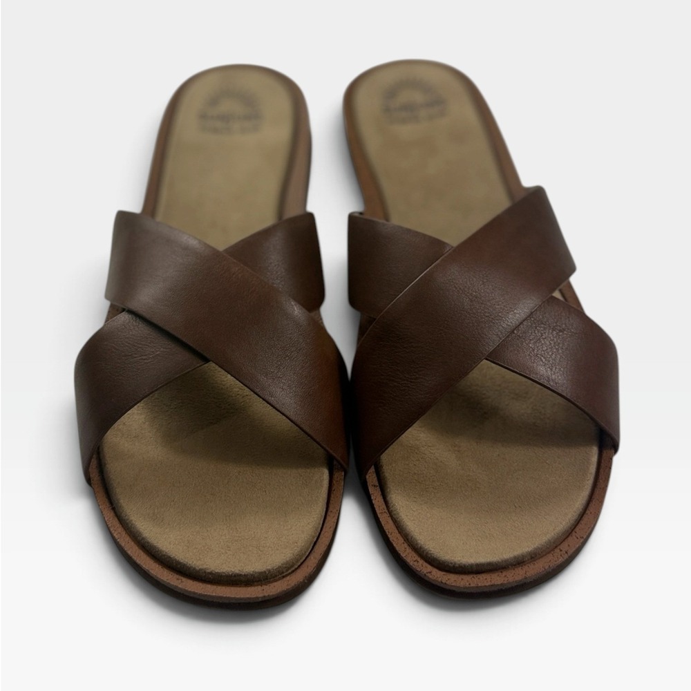 G.H. Bass Sunjuns Stella Slide Womens 9.5 Brown Leather Crisscross Sandals NEW